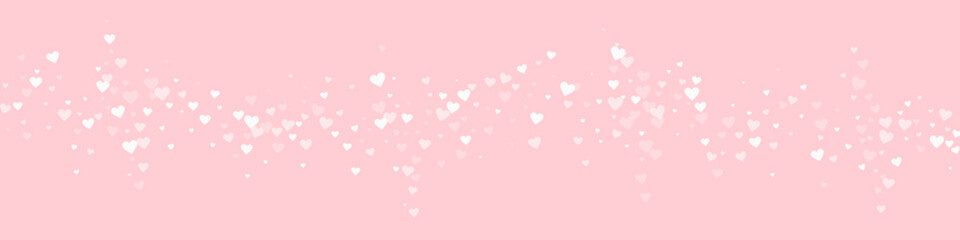White hearts scattered on pink background.