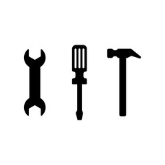 Wrench, Screwdriver, and hammer icon set, repair icon set.