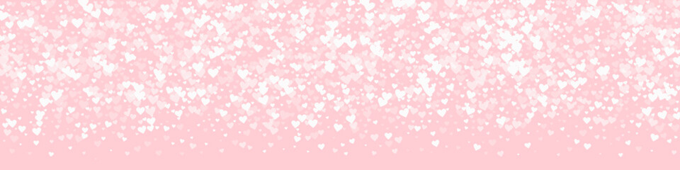 White hearts scattered on pink background.