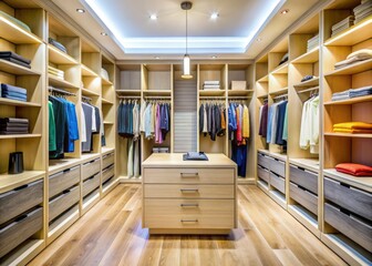 Obraz premium Modern Walk-in Closet Design: Spacious & Organized Storage Solution
