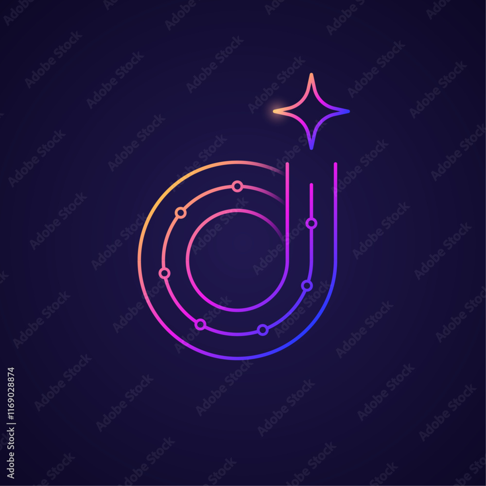 Fototapete artificial intelligence logo design with ai letters in neon round style and multicolor gradient. min