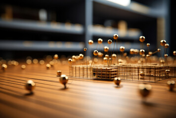 Abstract Golden Pins: Artistic Perspective