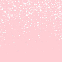 White hearts scattered on pink background.