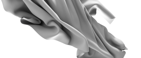 Abstract Grey Fabric Drape Flowing in Wind