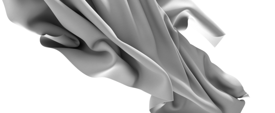 Abstract Grey Fabric Drape Flowing in Wind