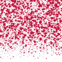 Red hearts scattered on white background.