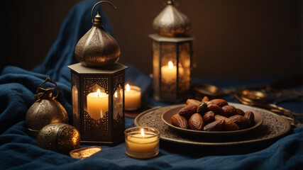 Naklejka premium a traditional Iftar items that symbolizes the spirit of Ramadan for background