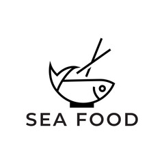 Seafood, fish restaurant logo design illustration