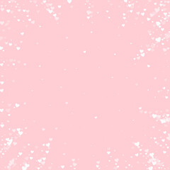 White hearts scattered on pink background.
