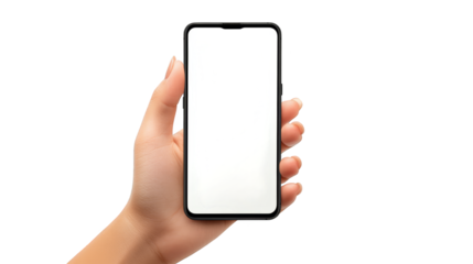 Closeup of hand holding a modern mobile phone, communication technology in the digital age