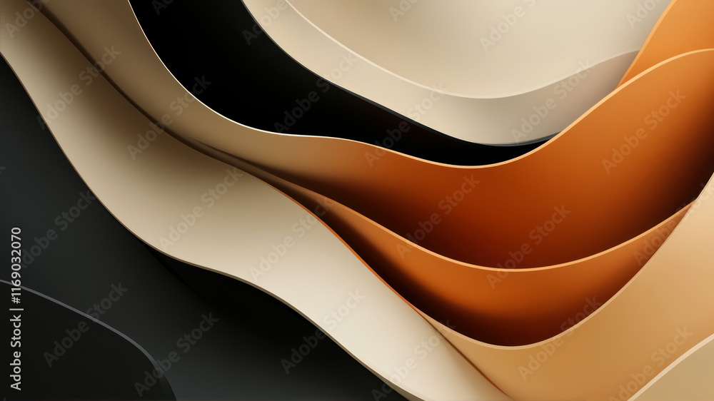 Poster curved abstract shapes create a stunning gradient of colors flowing harmoniously throughout the comp