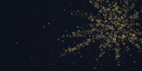 Gold hearts scattered on black background.