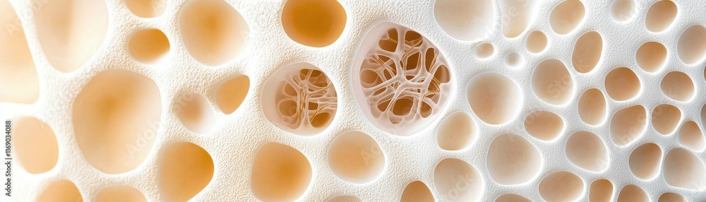 Poster a close-up image showcasing a network of soft, organic shapes with a warm color palette, resembling 