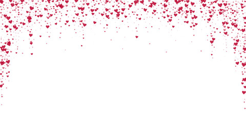 Red hearts scattered on white background.