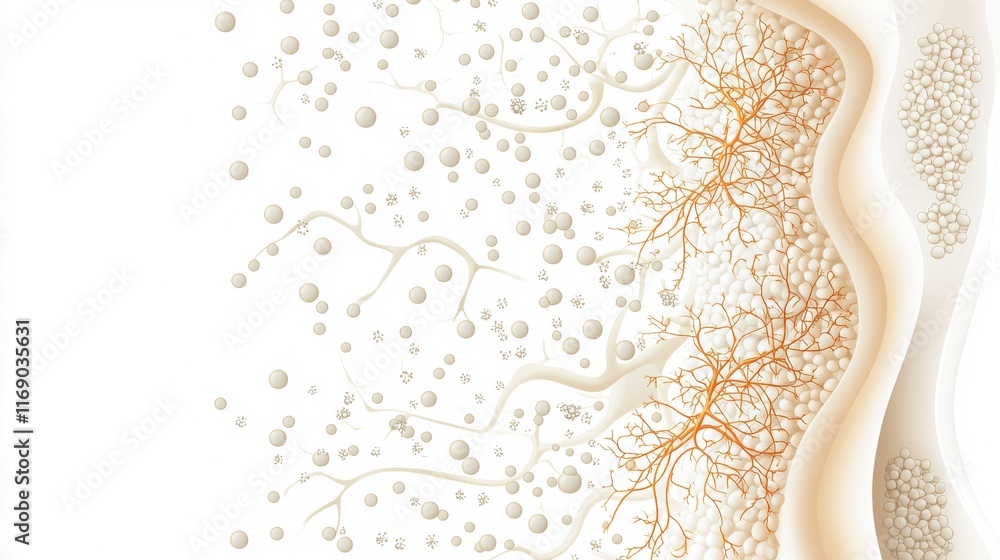 Poster abstract design featuring organic shapes and lines, with a blend of soft colors and textures, evokin