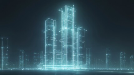 Fototapeta premium Digital Pulse of India: Futuristic Data Hub with Geometric Server Towers and Glowing Data Streams