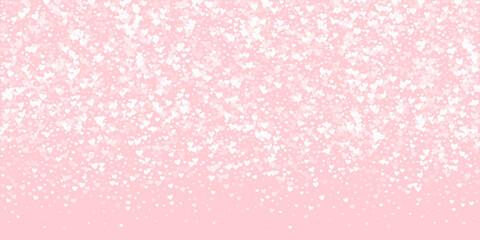 White hearts scattered on pink background.