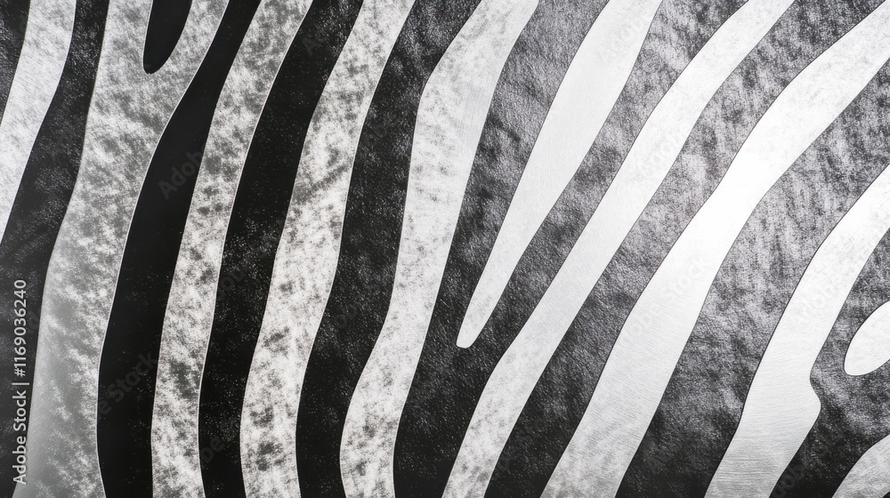 Poster zebra pattern background showing black and white stripes in close-up view