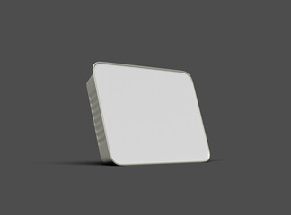 3d rendered image of a big rectangular food foil tray isolated on a dark background