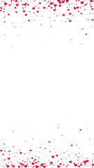 Red hearts scattered on white background.