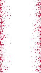 Red hearts scattered on white background.