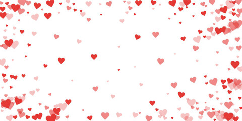 Red hearts scattered on white background.