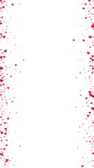 Red hearts scattered on white background.