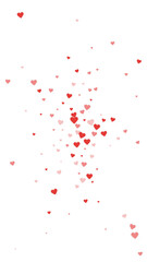 Red hearts scattered on white background.