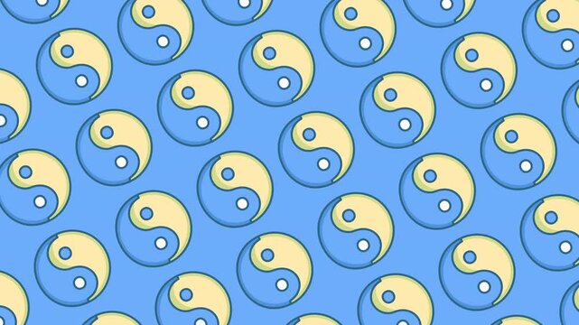 blue jin jang pattern animated background. 4K motion animation.