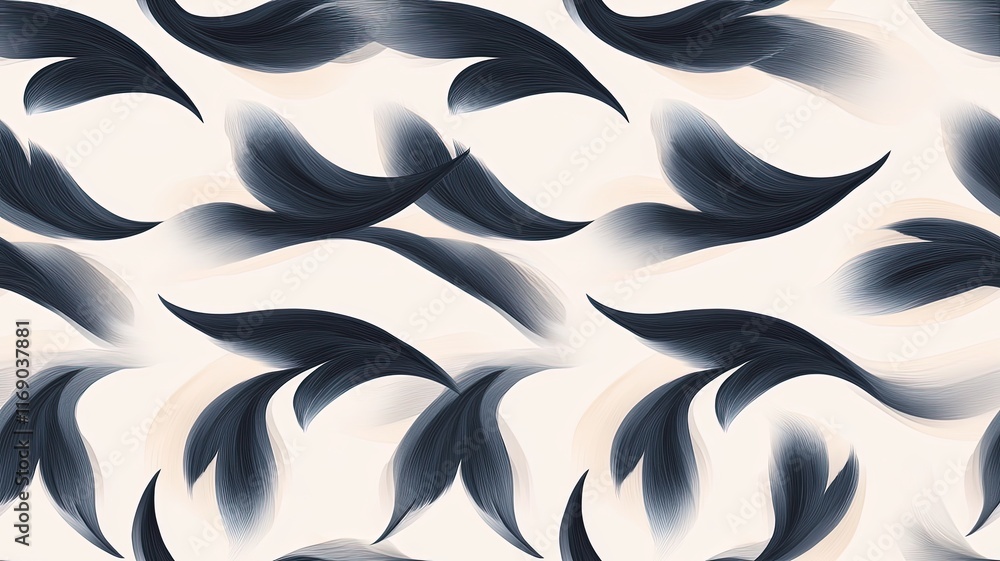 Poster elegant abstract pattern with flowing brush strokes in black and soft tones, perfect for modern desi
