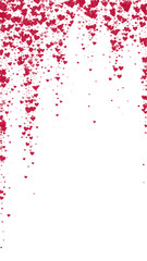 Red hearts scattered on white background.