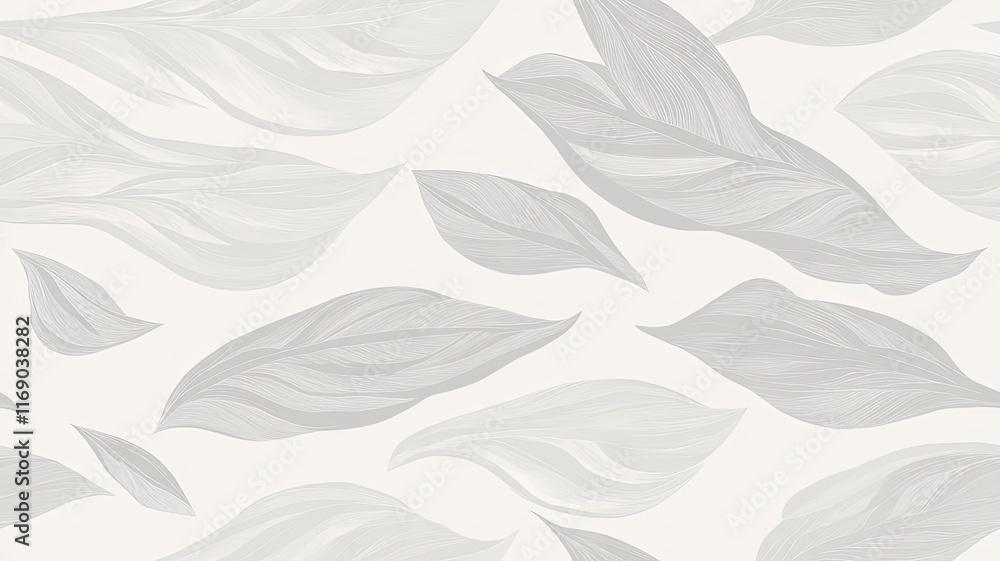 Aufkleber elegant abstract leaf patterns in soft shades of gray on a light background for modern design and de