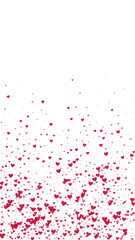 Red hearts scattered on white background.