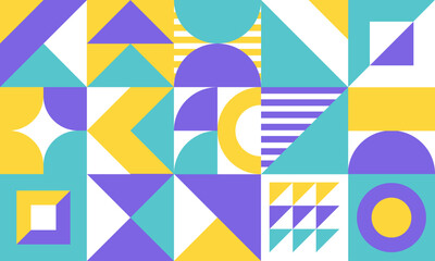 Geometric mural abstract pattern in colorful trendy style. Mosaic shapes for wall decoration, wallpaper, banners, posters and prints. Vector illustration