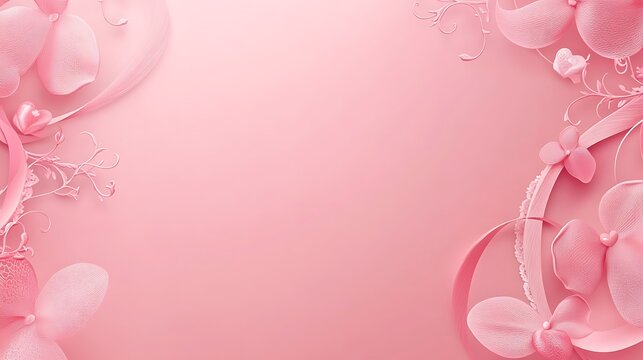 Pink Orchid Flowers and Ribbons Design Background