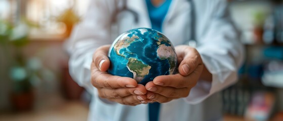A person is holding a globe in their hands