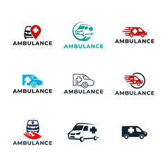 Ambulance logo, icon symbol. First aid response logo sign. Isolated on white background.