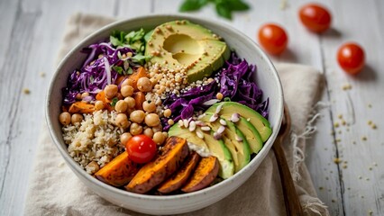Colorful Vegan Buddha Bowl with Fresh Ingredients
