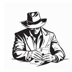 Gambler Images Vector. Man Playing Cards Image vector isolated on white background.