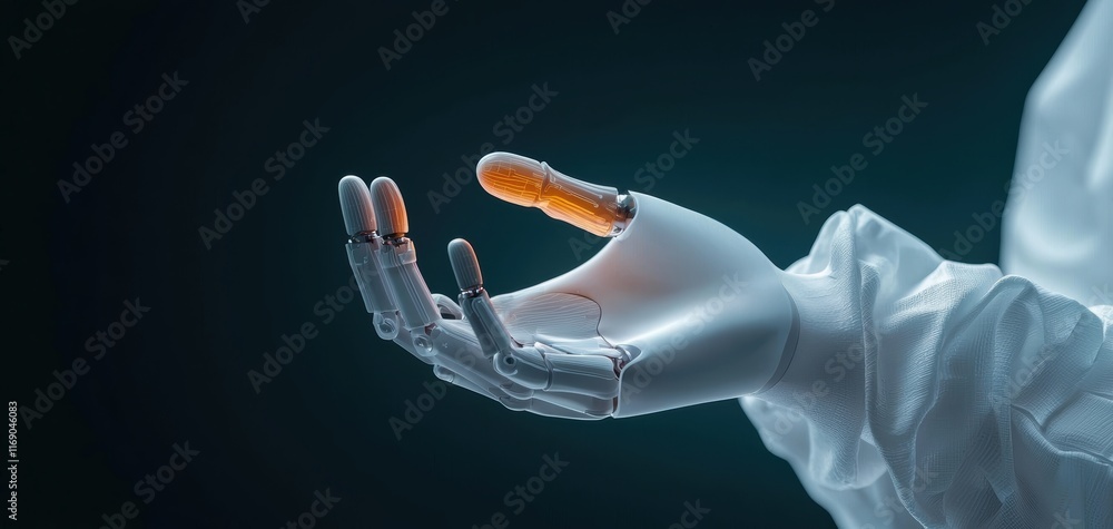 Poster scientists working on ai-driven prosthetics with enhanced functionality, showcasing advancements in 