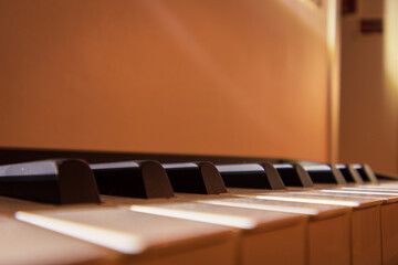 A digital piano keyboard close-up