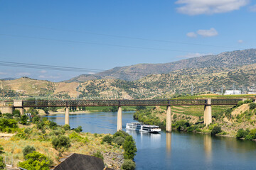Typical Douro landscape near Pocinho, UNESCO site, Vila Nova de Foz Coa, Alto Douro wine region,...