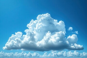 fluffy white cloud drifting peacefully across a clear blue sky isolated on a pristine white background evoking feelings of tranquility and freedom