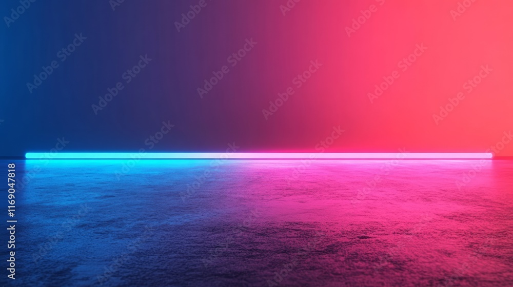 Poster vibrant neon lights on a smooth reflective surface creating an atmospheric background for modern dig