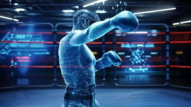 Futuristic virtual boxing training with advanced technology and gaming environment in action