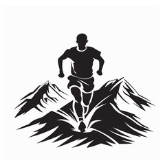 Trail Running Mountain design logo vector isolated on white background.