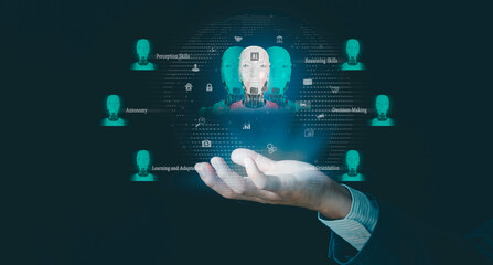 Agentic AI and generative artificial intelligence. robotic processes automation and data analysis, technologies machine learning and natural language processing to enable it to work on its own