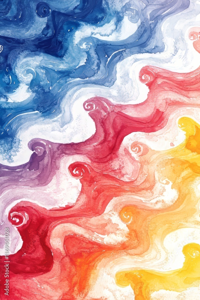 Poster abstract colorful swirls vibrant liquid paint mixing, creating wavy patterns and dynamic texture