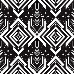 Seamless vector pattern in geometric ornamental style. Black ornament