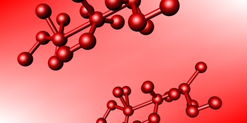 3D Molecular Model with Red Gradient Background